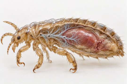 Silicone Lice Treatment Mechanism in Detailed Cutaway Illustration