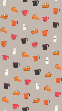 Pie slices, measuring cups, and cats pattern