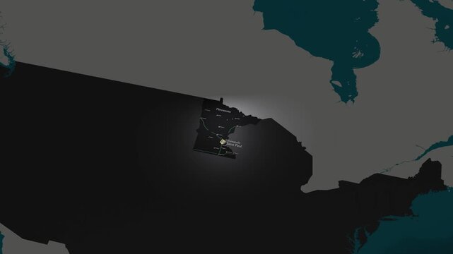 Minnesota Map 3D Orbital Aerial View