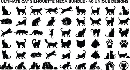 Obraz premium 40 Black Cat Silhouette Designs Bundle