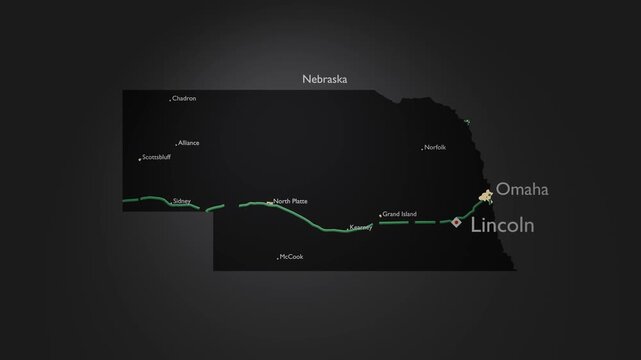 Nebraska State 3D Digital Map Graphic