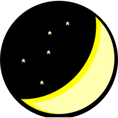 hand drawn Halloween crescent moon and stars sticker element for digital planner illustration transparent PNG © jangjang