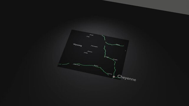 Wyoming 3D Map Zoom Out Reveal Motion