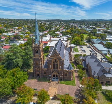 An aerial view of the Saints Mary and Joseph Catholic Cathedral in Armidale