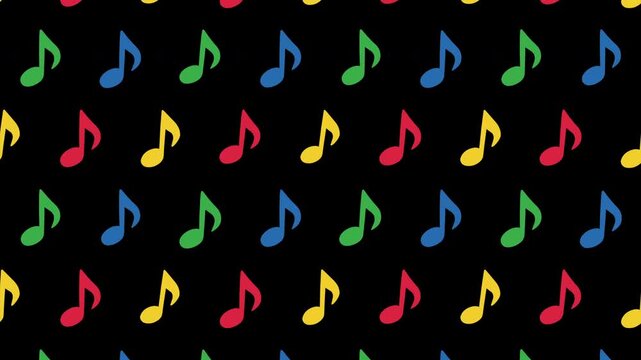 カラフルな音符のシームレスループ動画