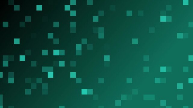 Green gradient abstract pixel blocks tech background loop 