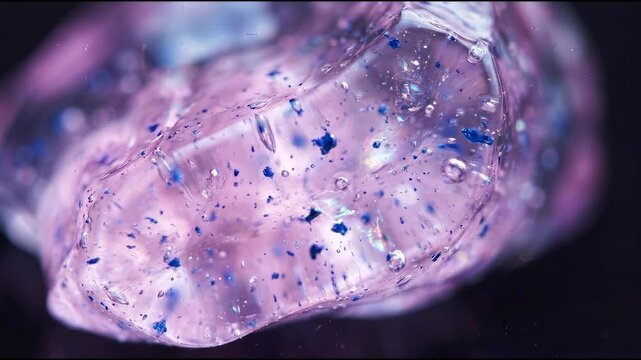 Quantum materials research appears as translucent pale-fuchsia crystalline gel containing tiny abstract material background