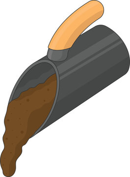 Cylindrical Soil Scoop with Soil Vector Illustration. Clean Icon Design Element Isolated on White Background