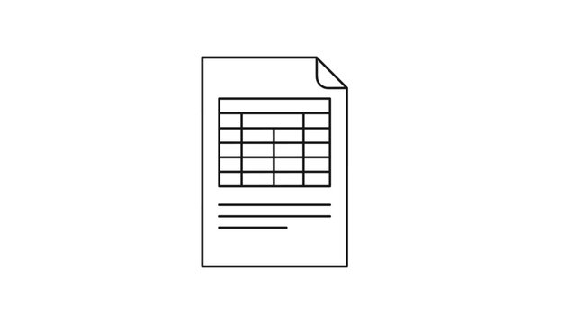 Simple outline icon of a business document sheet with a table grid inside on a clean white background.