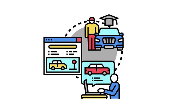 Students learning virtually about vehicle operation and traffic rules through an online simulation, preparing for a practical driving test and obtaining a license