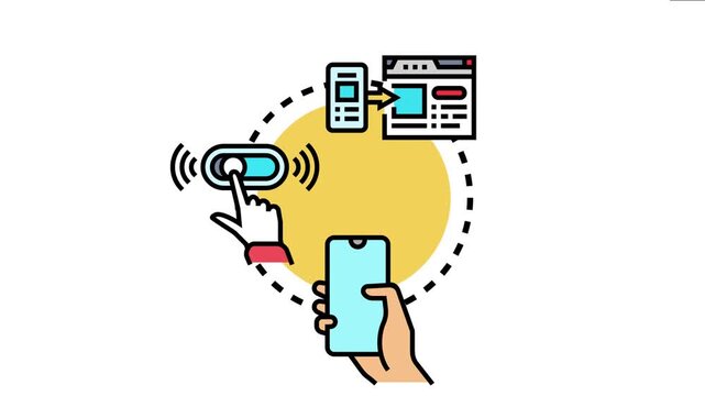 Mobile ui builder tool user interface customization, and responsive web design, depicting a hand interacting with a toggle switch, a smartphone, and a development interface