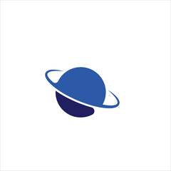 Blue Saturn Planet Logo with Ring, Minimal Space and Astronomy Icon © Septian