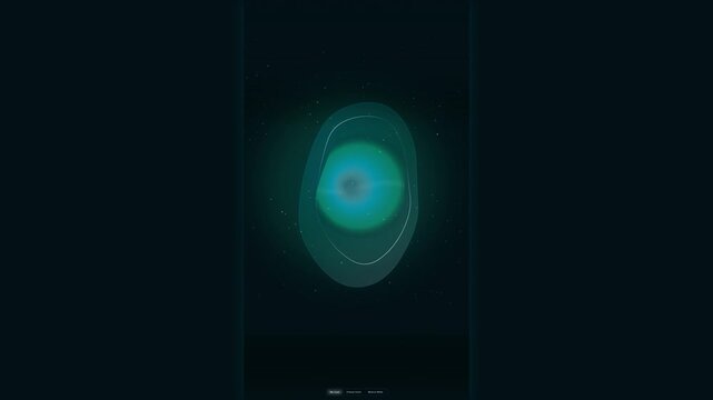 Seamless 8-second 3D vertical biotech background featuring a breathing organic light membrane, internal fluid energy waves, and microscopic glowing particles for biotech, AI, healthcare, and luxury te