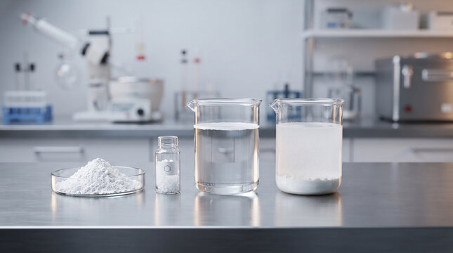 Ultra-realistic calcium hydroxide powder and limewater laboratory composition featuring crystalline particles