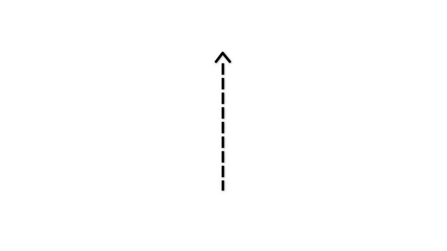 Up arrow direction icon with dotted line animation on Black background. dot arrows icon sign animated with alpha channel. white straight arrows animation. 4k video motion graphic animation