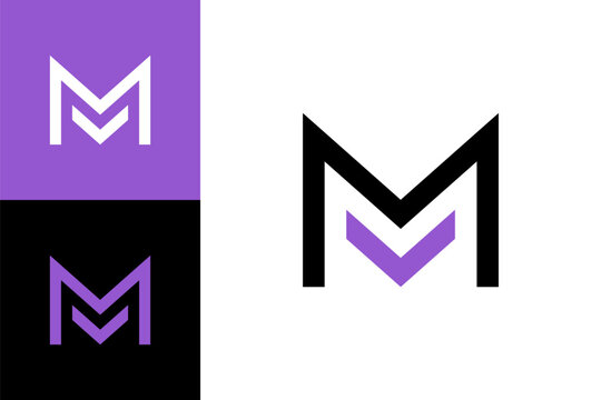 Letter M, digital alphabet cyber logo font, multi colored symbol M made lines, vector illustration 10EPS