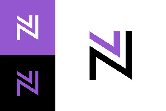 Letter N, digital alphabet cyber logo font, multi colored symbol N made lines, vector illustration 10EPS