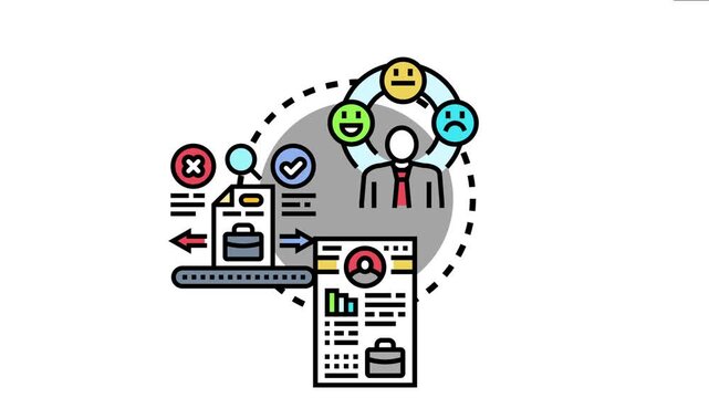 Candidate screening interview process evaluating job applications and assessing applicant qualifications for employment, focusing on selection and recruitment strategy