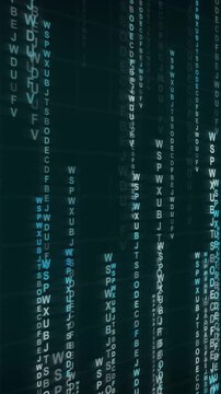 Code streams animation cascades with blue digital values Matrix code flows across this code streams animation Cyber security data runs through the code streams animation