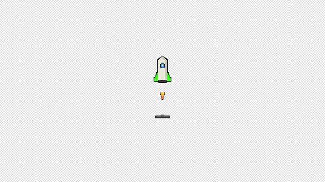 Retro Pixel Rocket Launch Countdown Animation Seamless Loop Startup Growth Background