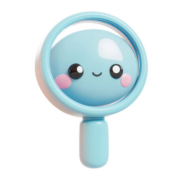 Pink magnifying glass 3d finding data searching information details analyzing solutions magnifying