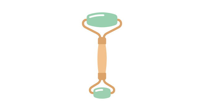 Jade roller for facial massage is depicted in a flat vector illustration