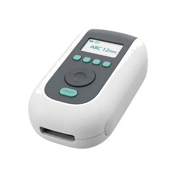 Compact handheld label maker printer isolated on transparent background