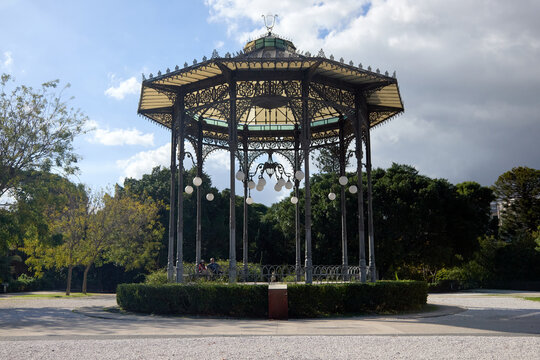 Catania, Italy; 1st September 2026: Scenic view of Parco Maestranze in Catania with lush Mediterranean trees and historic architecture