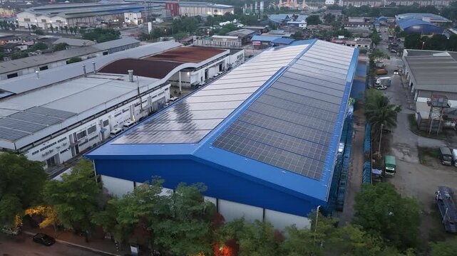 solar panel on top of the factory roof