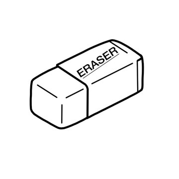 School eraser line art hand drawn illustration