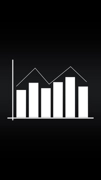 White bar graph animation tracks metrics with a chart Business analytics reflect along white bar graph animation Financial revenue updates on this bar graph animation