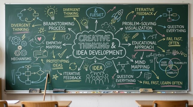 Academic brainstorm chart: concept development, cognitive scheme, educational method, visual strategy, intellectual process, classroom teaching, mental planning, problem analysis, logic draft.