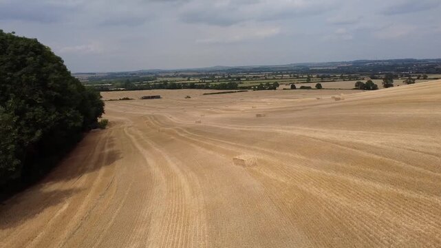 Burton Dassett Countryside Hay Bales Above