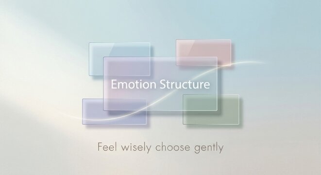 Emotion Structure: Transparent Rectangles Layered with Soft Colors and Text