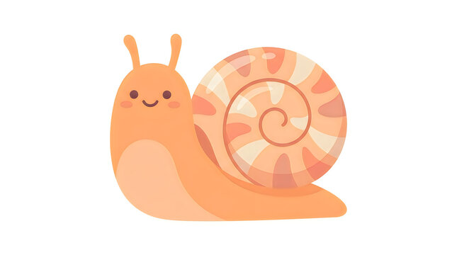 Cute cartoon snail with a spiral shell illustration isolated on white background