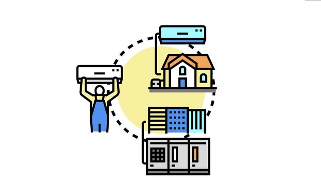 Mini split air conditioner system concept a professional technician installing and servicing a residential or commercial hvac unit for climate control and temperature regulation