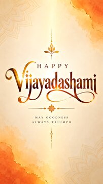 Happy Vijayadashami Festival Greeting Poster with Elegant Traditional Design