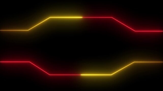 Glowing frame icon animation display. neon fire box footage shape round seamless border retro movement on black background.