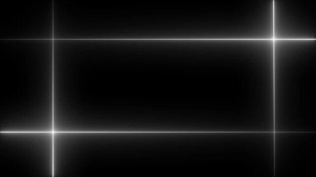 Neon line glowing square frame on black background. Glowing neon frame background animation square shape.