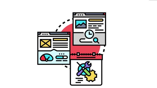 Digital screens various stages and tools for optimizing website performance, focusing on swift data delivery and user experience by minimizing loading duration