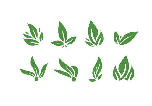 eco friendly natural green leaf logo vector collection