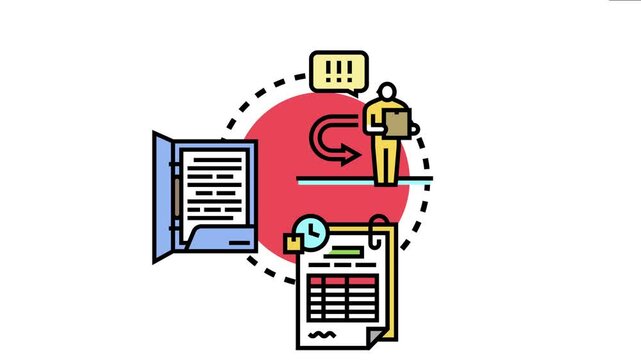 Office worker managing document return workflow, processing important paperwork, ensuring timely delivery, and handling data administration tasks within corporate environment