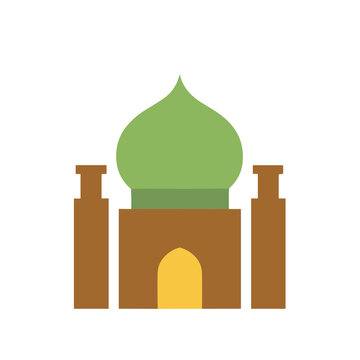 Stylized mosque illustration with green dome