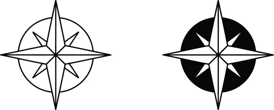Compass star navigation symbols vector illustration
