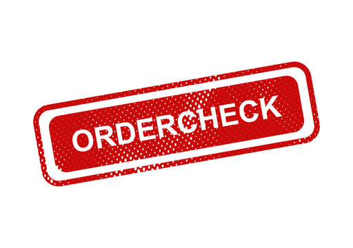 Red order check stamp with white text illustration