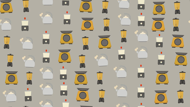 Seamless pattern of kitchen appliances