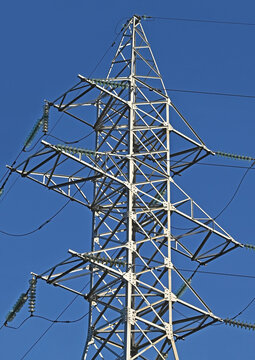 Steel high-voltage power line pylon