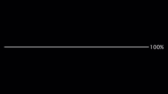 Minimal Thin Loading Bar Progress Animation from 0 to 100 Percent on Transparent Background in 4K