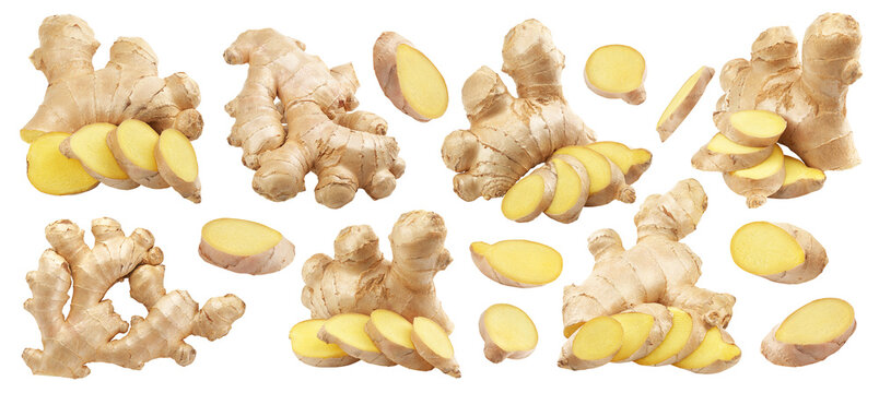 fresh Ginger root isolated, full depth of field