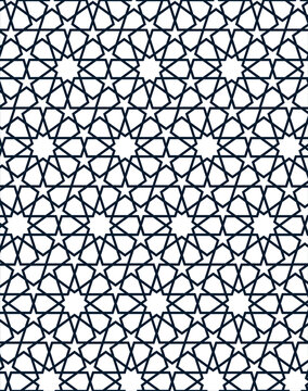 Seamless Islamic geometric pattern in deep night color palette